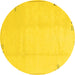 Round Machine Washable Solid Yellow Modern Rug, wshabs3067yw