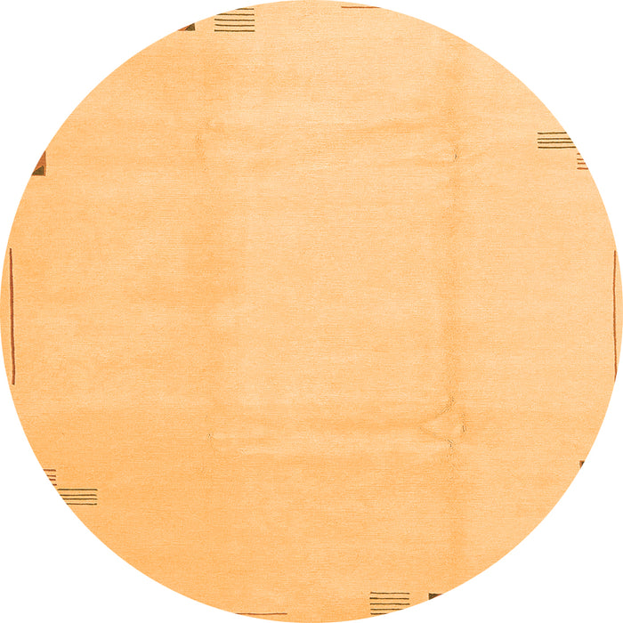 Round Machine Washable Solid Orange Modern Area Rugs, wshabs3067org