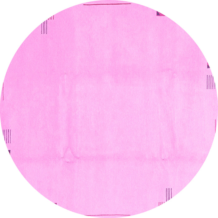 Round Machine Washable Solid Pink Modern Rug, wshabs3067pnk