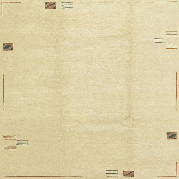 Square Machine Washable Abstract Brown Gold Rug, wshabs3067