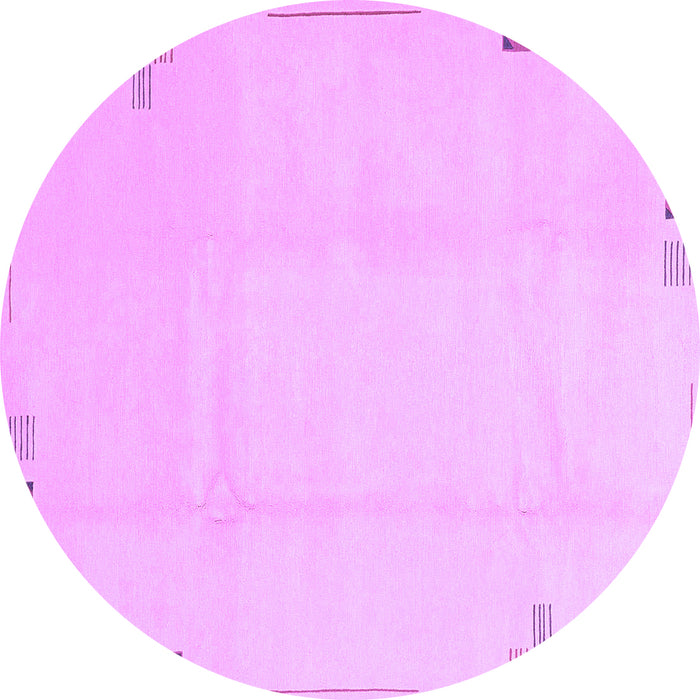 Round Machine Washable Solid Purple Modern Area Rugs, wshabs3067pur