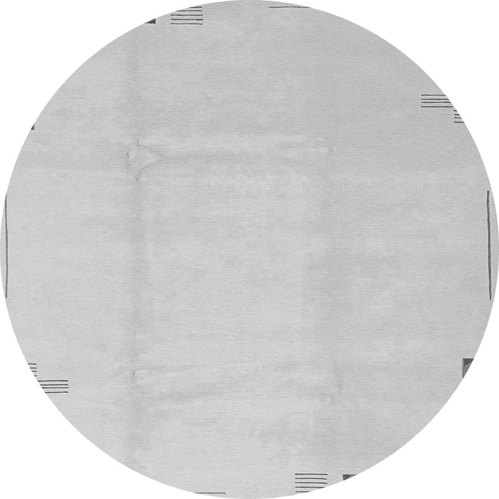 Round Machine Washable Solid Gray Modern Rug, wshabs3067gry