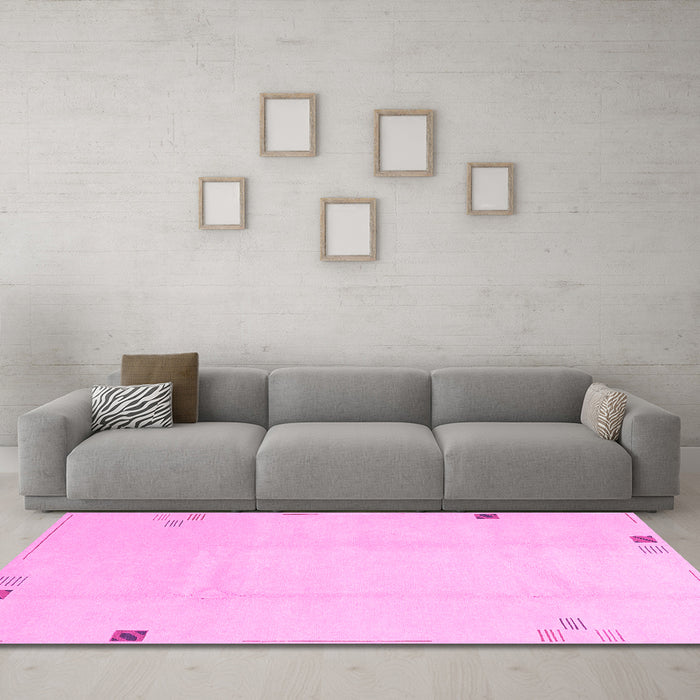 Machine Washable Solid Pink Modern Rug in a Living Room, wshabs3067pnk