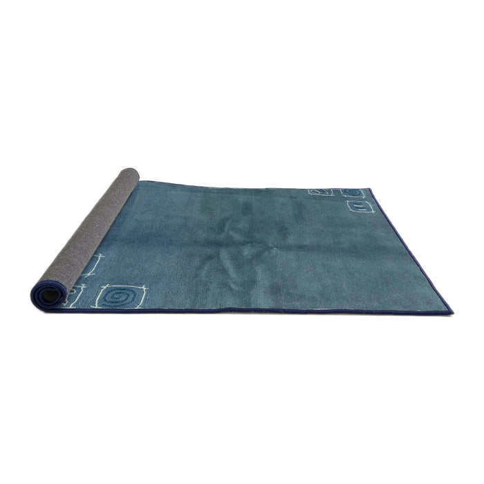 Sideview of Abstract Steel Blue Modern Rug, abs3068