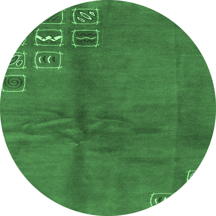 Round Abstract Emerald Green Modern Rug, abs3068emgrn