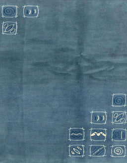 Abstract Steel Blue Modern Rug, abs3068