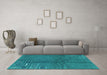 Machine Washable Abstract Turquoise Modern Area Rugs in a Living Room,, wshabs3068turq