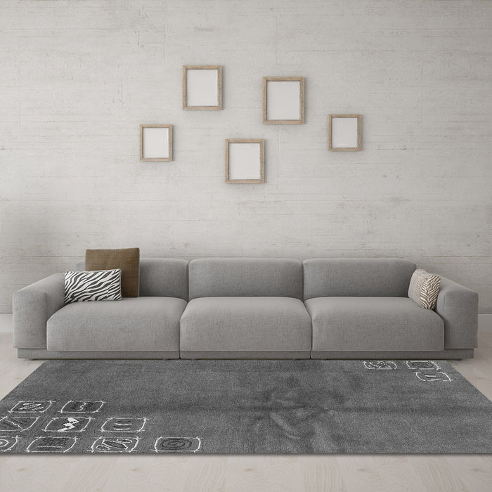 Machine Washable Abstract Gray Modern Rug in a Living Room,, wshabs3068gry