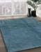 Abstract Steel Blue Modern Rug in Family Room, abs3068