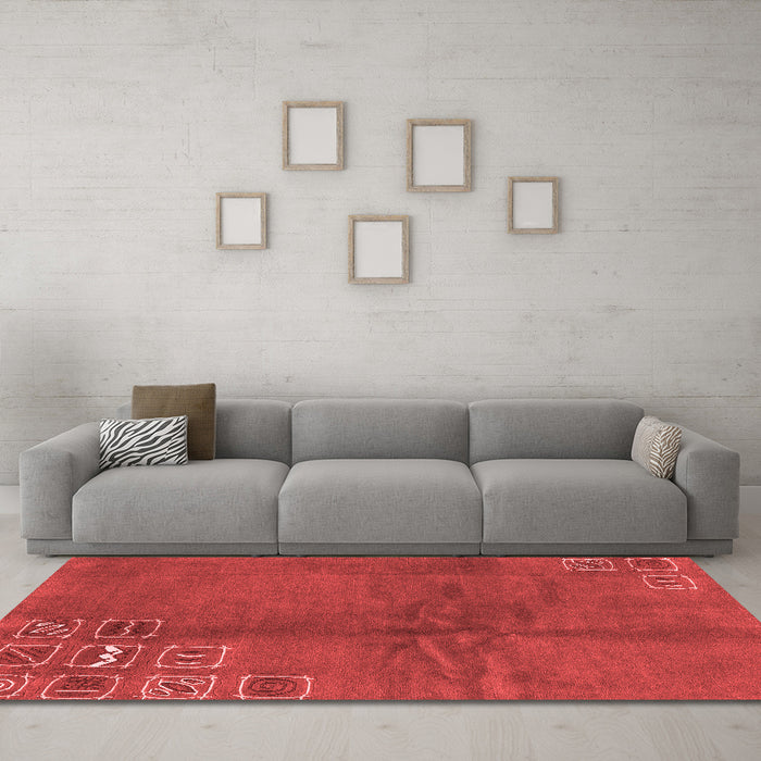 Modern Red Washable Rugs