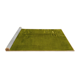 Sideview of Machine Washable Abstract Yellow Modern Rug, wshabs3068yw