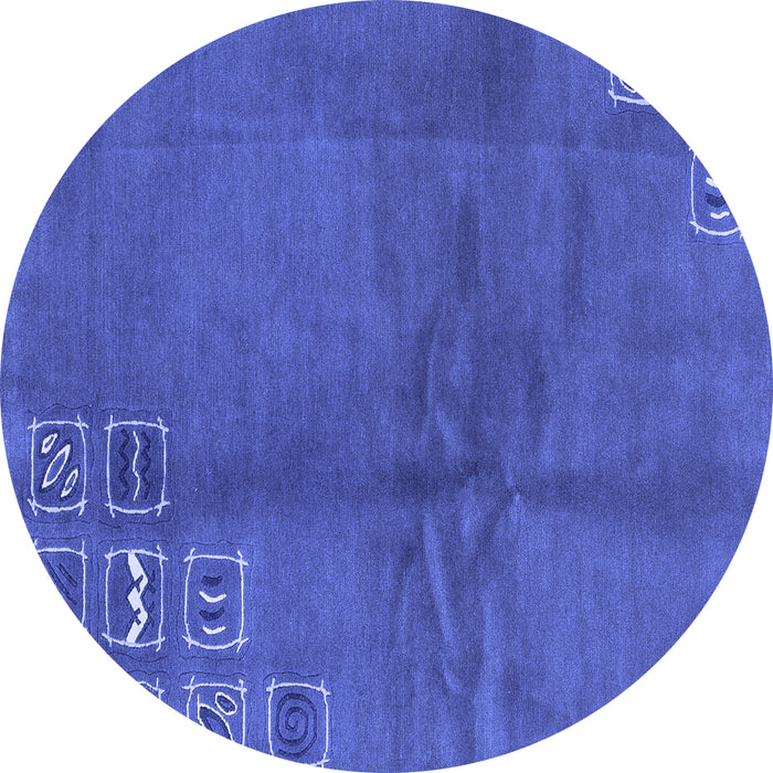 Round Machine Washable Abstract Blue Modern Rug, wshabs3068blu