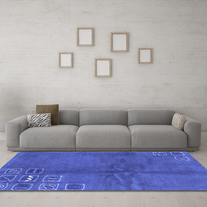 Machine Washable Abstract Blue Modern Rug in a Living Room, wshabs3068blu