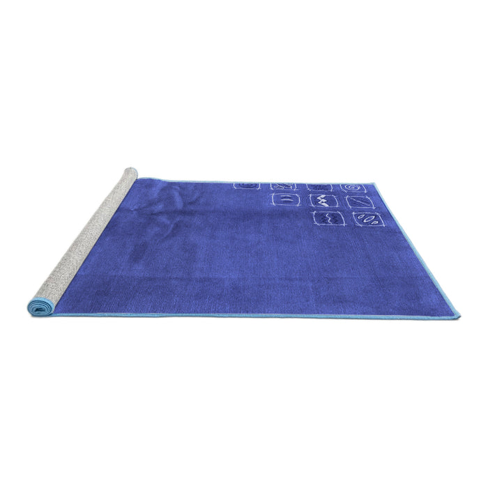 Sideview of Machine Washable Abstract Blue Modern Rug, wshabs3068blu