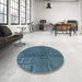 Round Abstract Steel Blue Modern Rug in a Office, abs3068