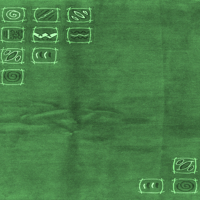 Square Machine Washable Abstract Emerald Green Modern Area Rugs, wshabs3068emgrn