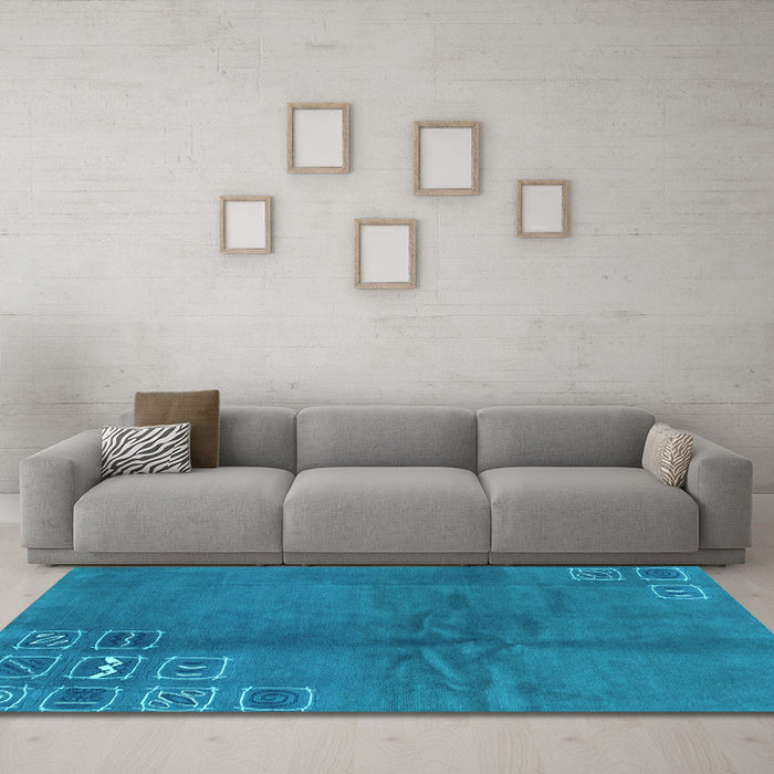 Machine Washable Abstract Light Blue Modern Rug in a Living Room, wshabs3068lblu