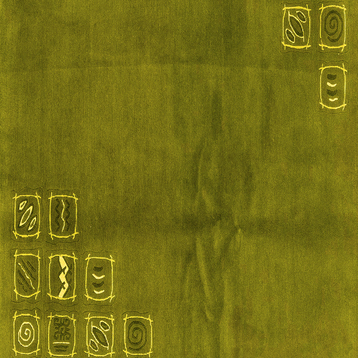 Square Machine Washable Abstract Yellow Modern Rug, wshabs3068yw