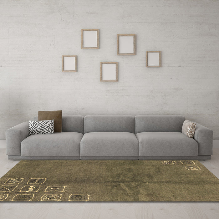 Machine Washable Abstract Brown Modern Rug in a Living Room,, wshabs3068brn