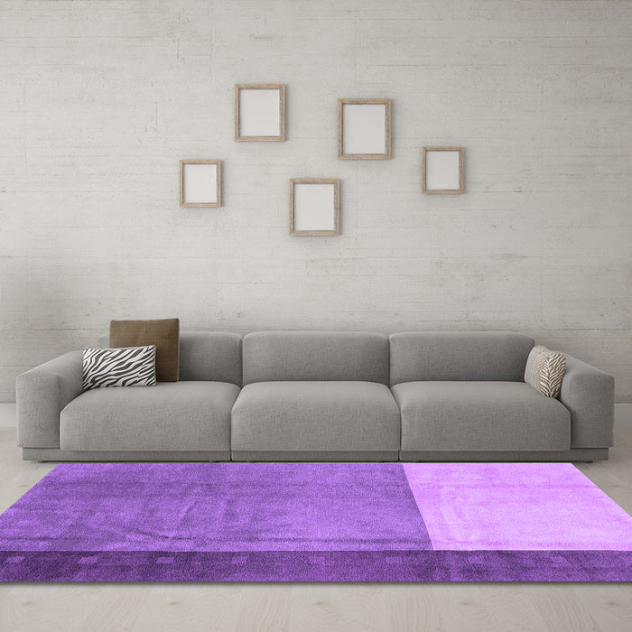 Machine Washable Abstract Purple Modern Area Rugs in a Living Room, wshabs3069pur