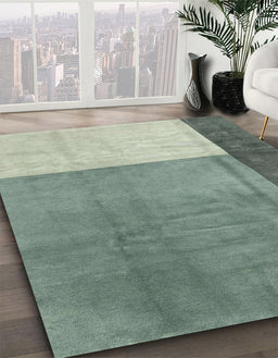 Machine Washable Abstract Green Rug in a Family Room, wshabs3069
