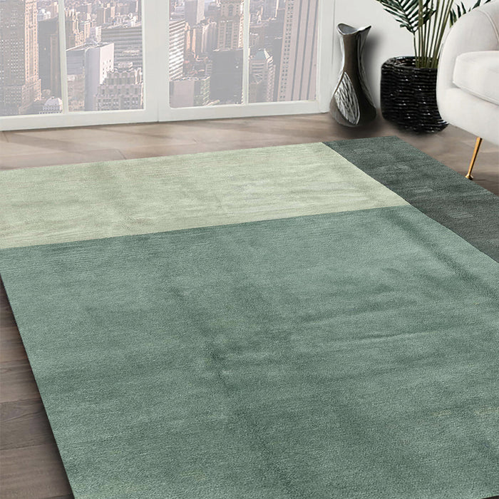 Machine Washable Abstract Green Rug in a Family Room, wshabs3069