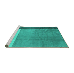 Sideview of Machine Washable Abstract Turquoise Modern Area Rugs, wshabs3069turq