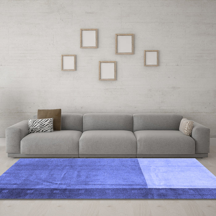Machine Washable Abstract Blue Modern Rug in a Living Room, wshabs3069blu