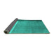 Sideview of Abstract Turquoise Modern Rug, abs3069turq