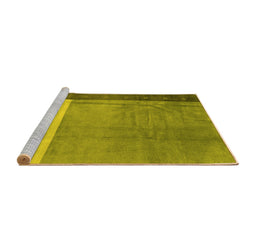 Sideview of Machine Washable Abstract Yellow Modern Rug, wshabs3069yw