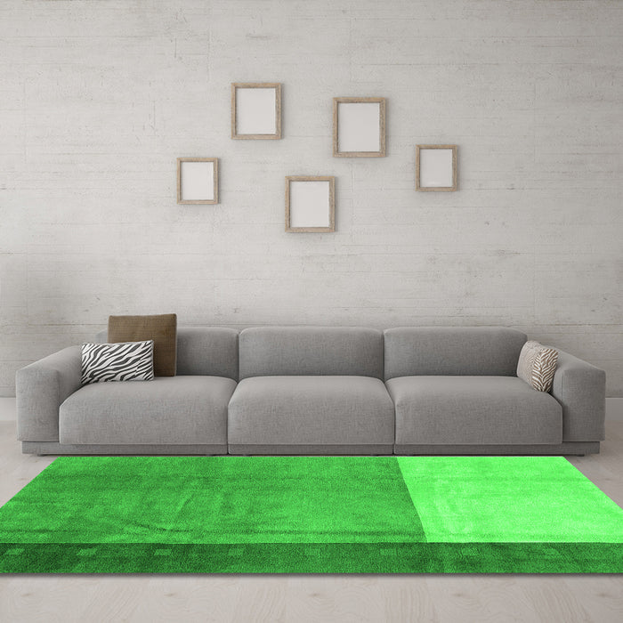 Machine Washable Abstract Green Modern Area Rugs in a Living Room,, wshabs3069grn