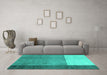 Machine Washable Abstract Turquoise Modern Area Rugs in a Living Room,, wshabs3069turq