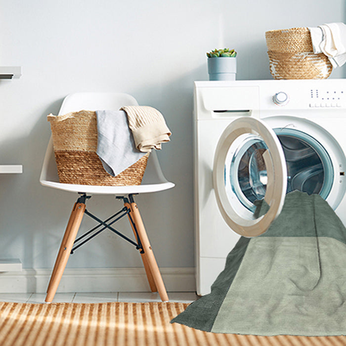 Machine Washable Abstract Green Rug in a Washing Machine, wshabs3069