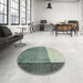 Round Machine Washable Abstract Green Rug in a Office, wshabs3069