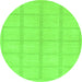 Round Machine Washable Solid Green Modern Area Rugs, wshabs306grn