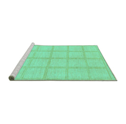 Sideview of Machine Washable Solid Turquoise Modern Area Rugs, wshabs306turq