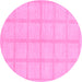 Round Solid Pink Modern Rug, abs306pnk