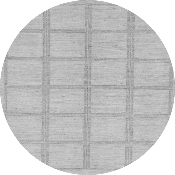 Round Machine Washable Solid Gray Modern Rug, wshabs306gry