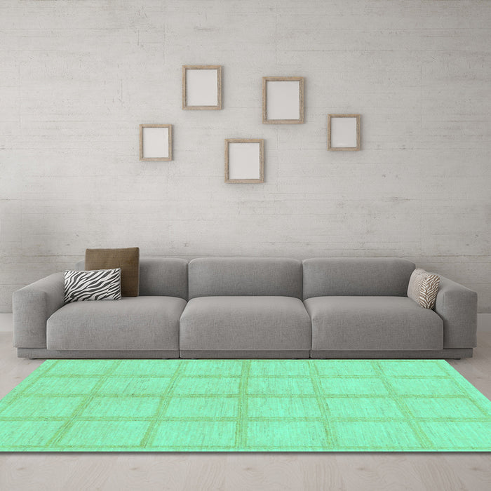 Machine Washable Solid Turquoise Modern Area Rugs in a Living Room,, wshabs306turq