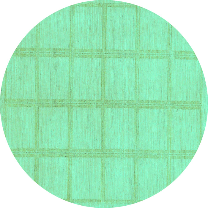 Round Machine Washable Solid Turquoise Modern Area Rugs, wshabs306turq