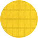 Round Solid Yellow Modern Rug, abs306yw