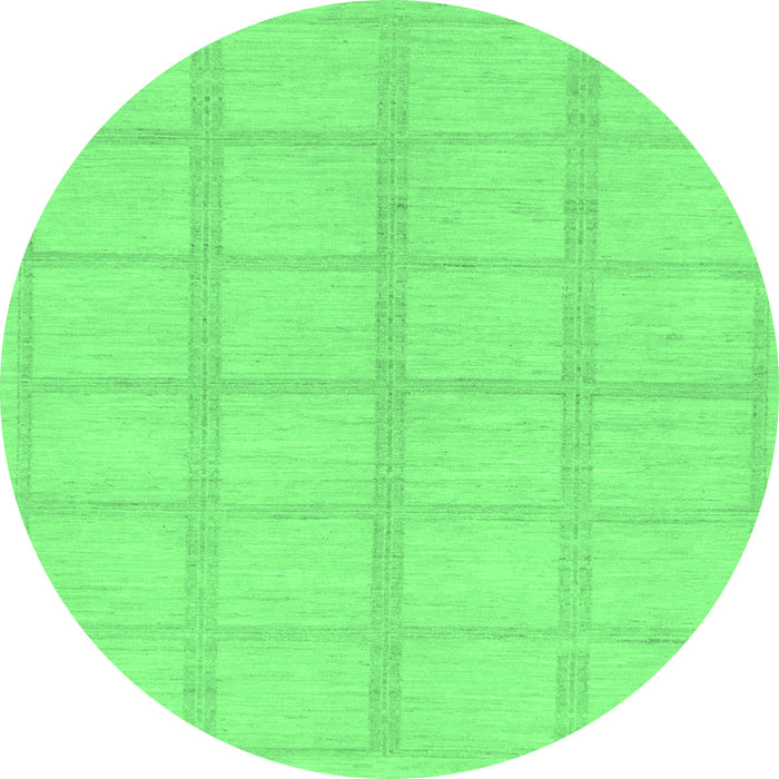 Round Machine Washable Solid Emerald Green Modern Area Rugs, wshabs306emgrn