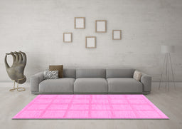 Machine Washable Solid Pink Modern Rug in a Living Room, wshabs306pnk
