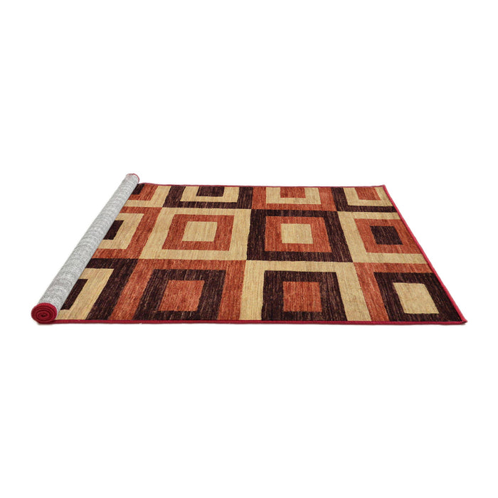 Sideview of Machine Washable Abstract Tomato Red Rug, wshabs307