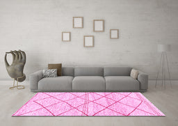 Machine Washable Solid Pink Modern Rug in a Living Room, wshabs3070pnk