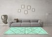 Machine Washable Solid Turquoise Modern Area Rugs in a Living Room,, wshabs3070turq