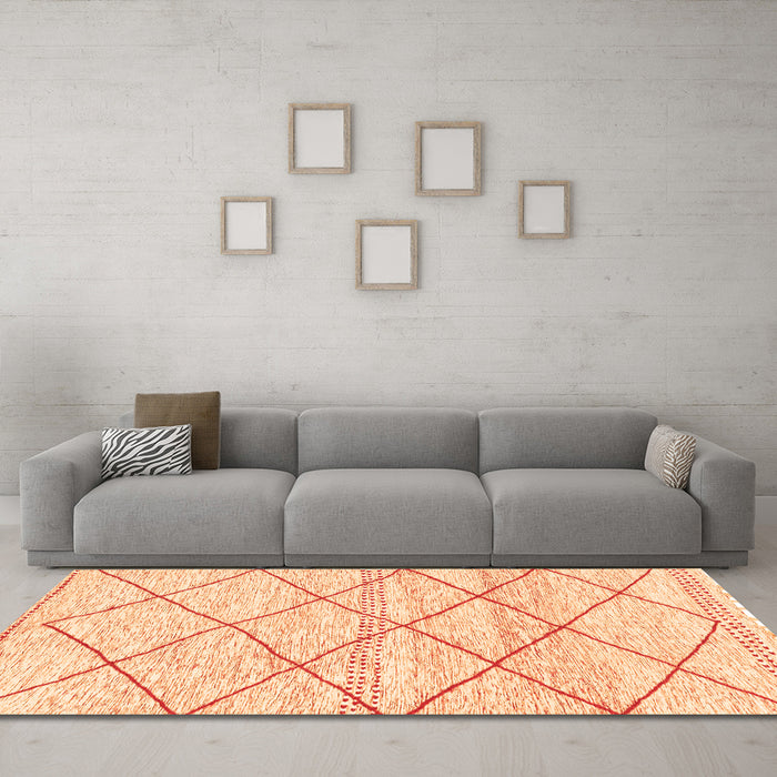 Machine Washable Solid Orange Modern Area Rugs in a Living Room, wshabs3070org