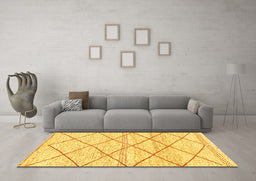 Machine Washable Solid Yellow Modern Rug in a Living Room, wshabs3070yw