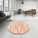 Round Machine Washable Abstract Orange Rug in a Office, wshabs3070