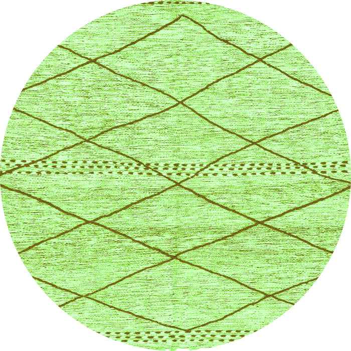 Round Machine Washable Solid Green Modern Area Rugs, wshabs3070grn